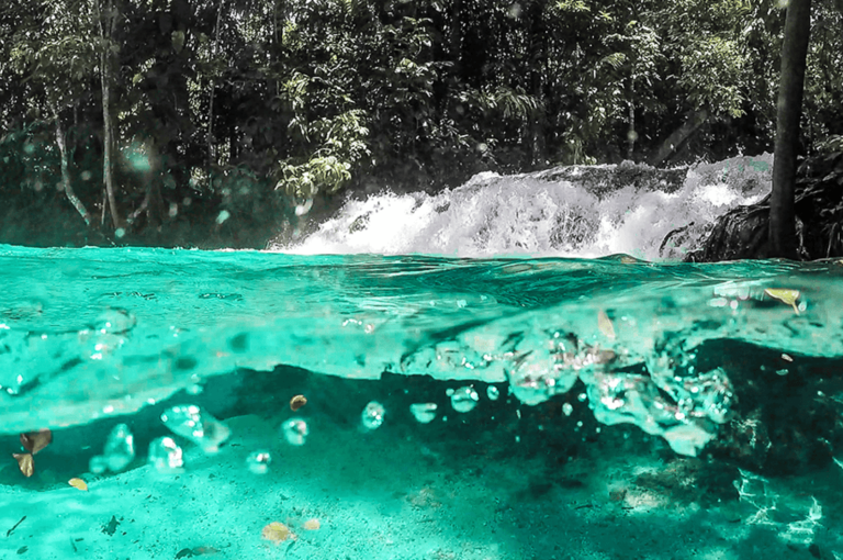 Foto do deslumbrante cenário natural do Jalapão, com montanhas, cachoeiras e vegetação exuberante. Destaque para o pacote de viagens da Jalapão Titans Ecoturismo, oferecendo uma aventura única e imersiva na natureza intocada. Ideal para quem busca experiências autênticas de ecoturismo.